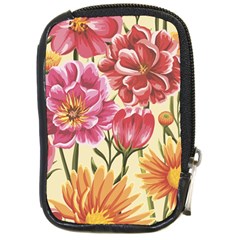 Retro Flowers Compact Camera Leather Case by goljakoff