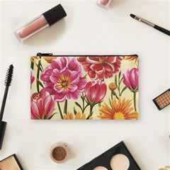 Retro Flowers Cosmetic Bag (small) by goljakoff