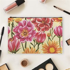 Retro Flowers Cosmetic Bag (large) by goljakoff