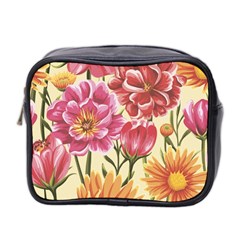 Retro Flowers Mini Toiletries Bag (two Sides) by goljakoff