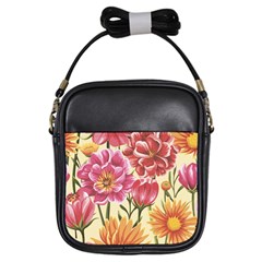 Retro Flowers Girls Sling Bag by goljakoff