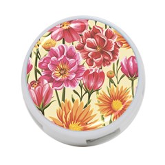 Retro Flowers 4-port Usb Hub (two Sides) by goljakoff