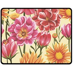 Retro Flowers Fleece Blanket (medium)  by goljakoff