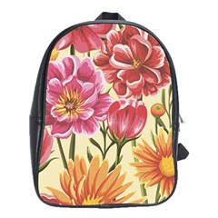 Retro Flowers School Bag (xl) by goljakoff