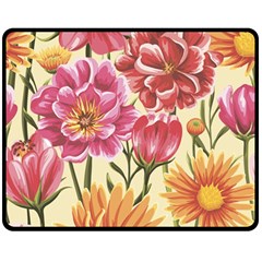 Retro Flowers Double Sided Fleece Blanket (medium)  by goljakoff