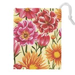 Retro flowers Drawstring Pouch (4XL) Front