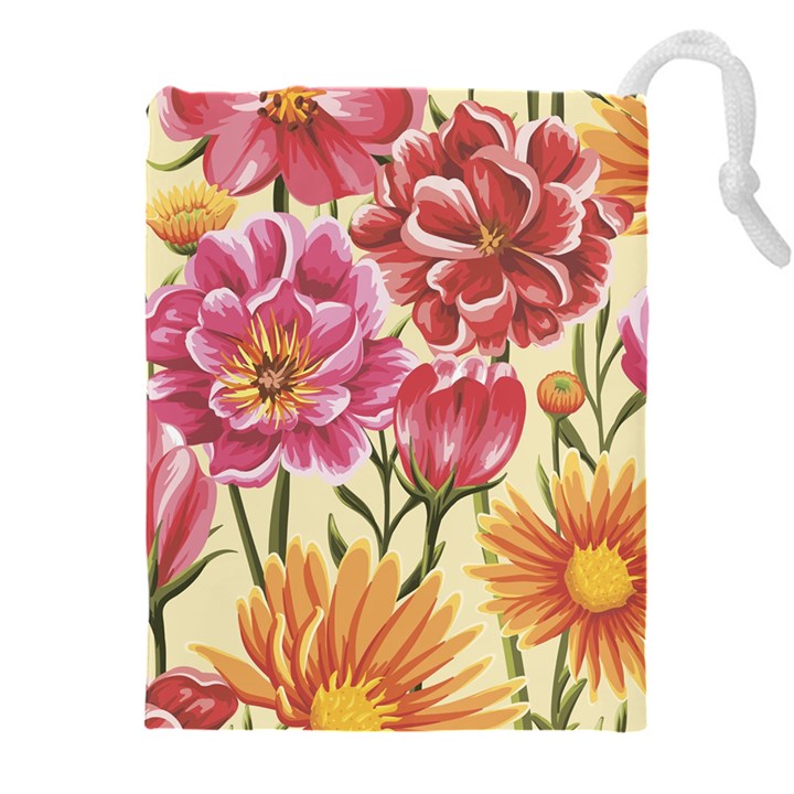 Retro flowers Drawstring Pouch (4XL)