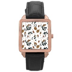 Pine Cones Love Christmas Candles Rose Gold Leather Watch  by designsbymallika