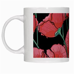 Red Flowers White Mugs by goljakoff