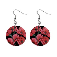 Red Flowers Mini Button Earrings by goljakoff