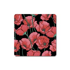 Red Flowers Square Magnet by goljakoff