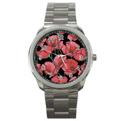 Red Flowers Sport Metal Watch by goljakoff