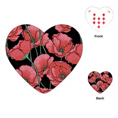 Red Flowers Playing Cards Single Design (heart) by goljakoff