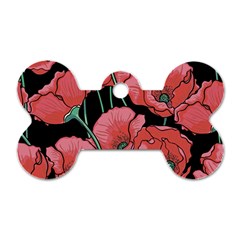 Red Flowers Dog Tag Bone (one Side) by goljakoff