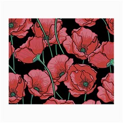 Red Flowers Small Glasses Cloth (2 Sides) by goljakoff