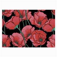 Red Flowers Large Glasses Cloth (2 Sides) by goljakoff