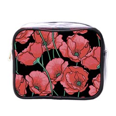 Red Flowers Mini Toiletries Bag (one Side) by goljakoff