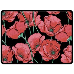 Red Flowers Fleece Blanket (large)  by goljakoff