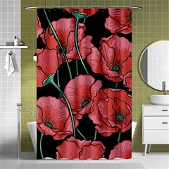 Red Flowers Shower Curtain 48  X 72  (small)  by goljakoff