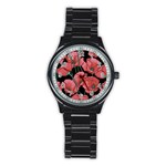 Red flowers Stainless Steel Round Watch Front