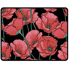 Red Flowers Double Sided Fleece Blanket (medium)  by goljakoff