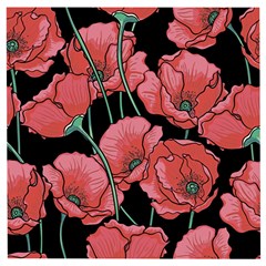 Red Flowers Wooden Puzzle Square by goljakoff