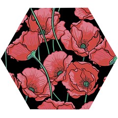 Red Flowers Wooden Puzzle Hexagon by goljakoff