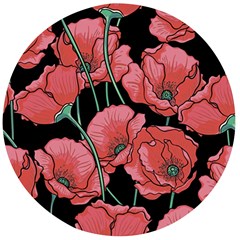 Red Flowers Wooden Bottle Opener (round) by goljakoff