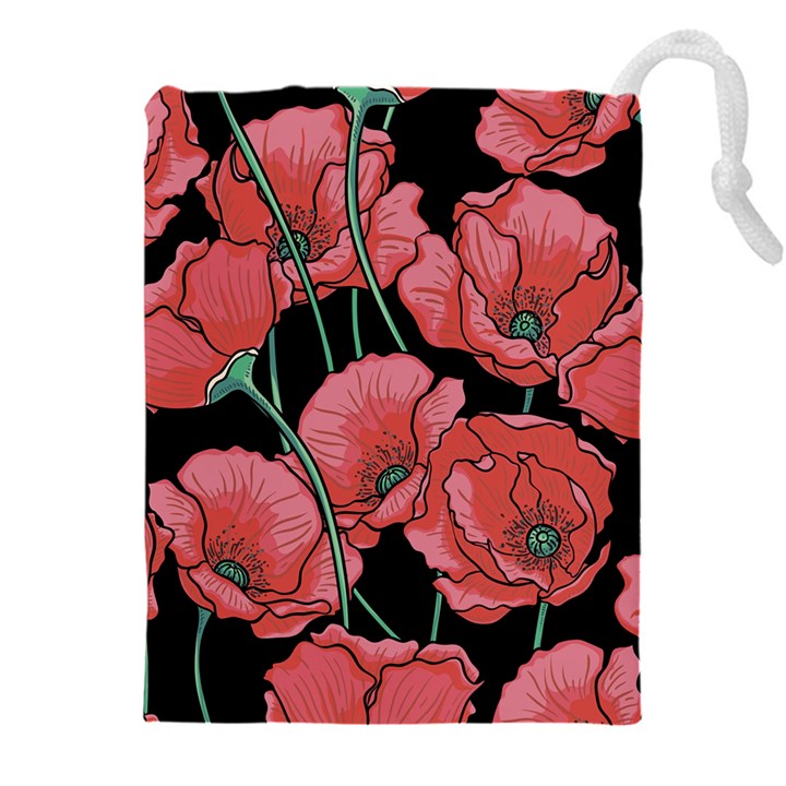 Red flowers Drawstring Pouch (4XL)