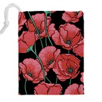 Red flowers Drawstring Pouch (4XL) Back