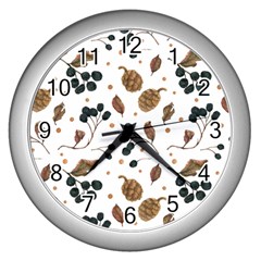 Pine Cones Love Wall Clock (silver) by designsbymallika