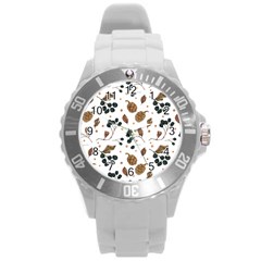 Pine Cones Love Round Plastic Sport Watch (l) by designsbymallika