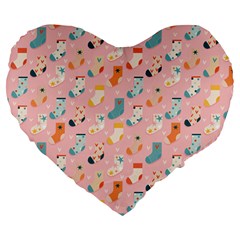 Socks Love Large 19  Premium Flano Heart Shape Cushions by designsbymallika