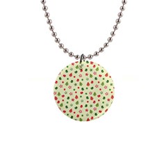 Cute Christmas Pattern 1  Button Necklace by designsbymallika