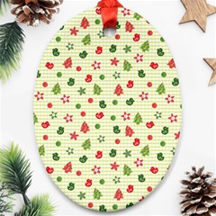 Cute Christmas Pattern Oval Ornament (two Sides) by designsbymallika