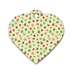 Cute Christmas Pattern Dog Tag Heart (two Sides) by designsbymallika