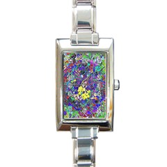 Vibrant Abstract Floral/rainbow Color Rectangle Italian Charm Watch by dressshop