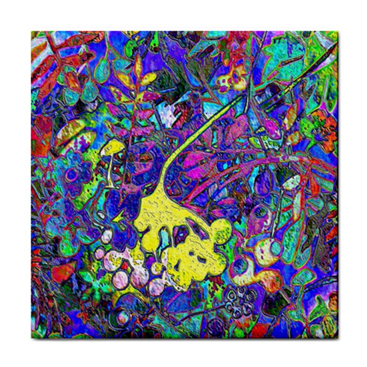 vibrant abstract floral/rainbow color Tile Coaster