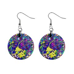 Vibrant Abstract Floral/rainbow Color Mini Button Earrings by dressshop