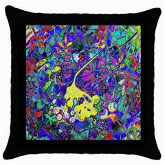 Vibrant Abstract Floral/rainbow Color Throw Pillow Case (black) by dressshop