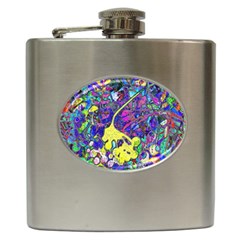 Vibrant Abstract Floral/rainbow Color Hip Flask (6 Oz) by dressshop