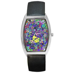 Vibrant Abstract Floral/rainbow Color Barrel Style Metal Watch by dressshop