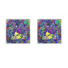 Vibrant Abstract Floral/rainbow Color Cufflinks (square) by dressshop