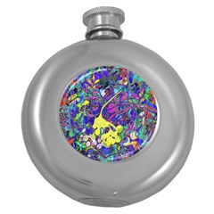 Vibrant Abstract Floral/rainbow Color Round Hip Flask (5 Oz) by dressshop