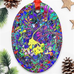 Vibrant Abstract Floral/rainbow Color Oval Ornament (two Sides) by dressshop