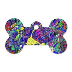 Vibrant Abstract Floral/rainbow Color Dog Tag Bone (two Sides) by dressshop