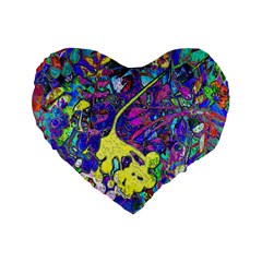 Vibrant Abstract Floral/rainbow Color Standard 16  Premium Heart Shape Cushions by dressshop