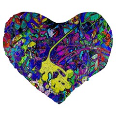 Vibrant Abstract Floral/rainbow Color Large 19  Premium Heart Shape Cushions by dressshop