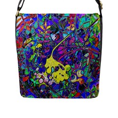 Vibrant Abstract Floral/rainbow Color Flap Closure Messenger Bag (l) by dressshop