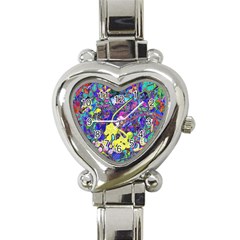 Vibrant Abstract Floral/rainbow Color Heart Italian Charm Watch by dressshop